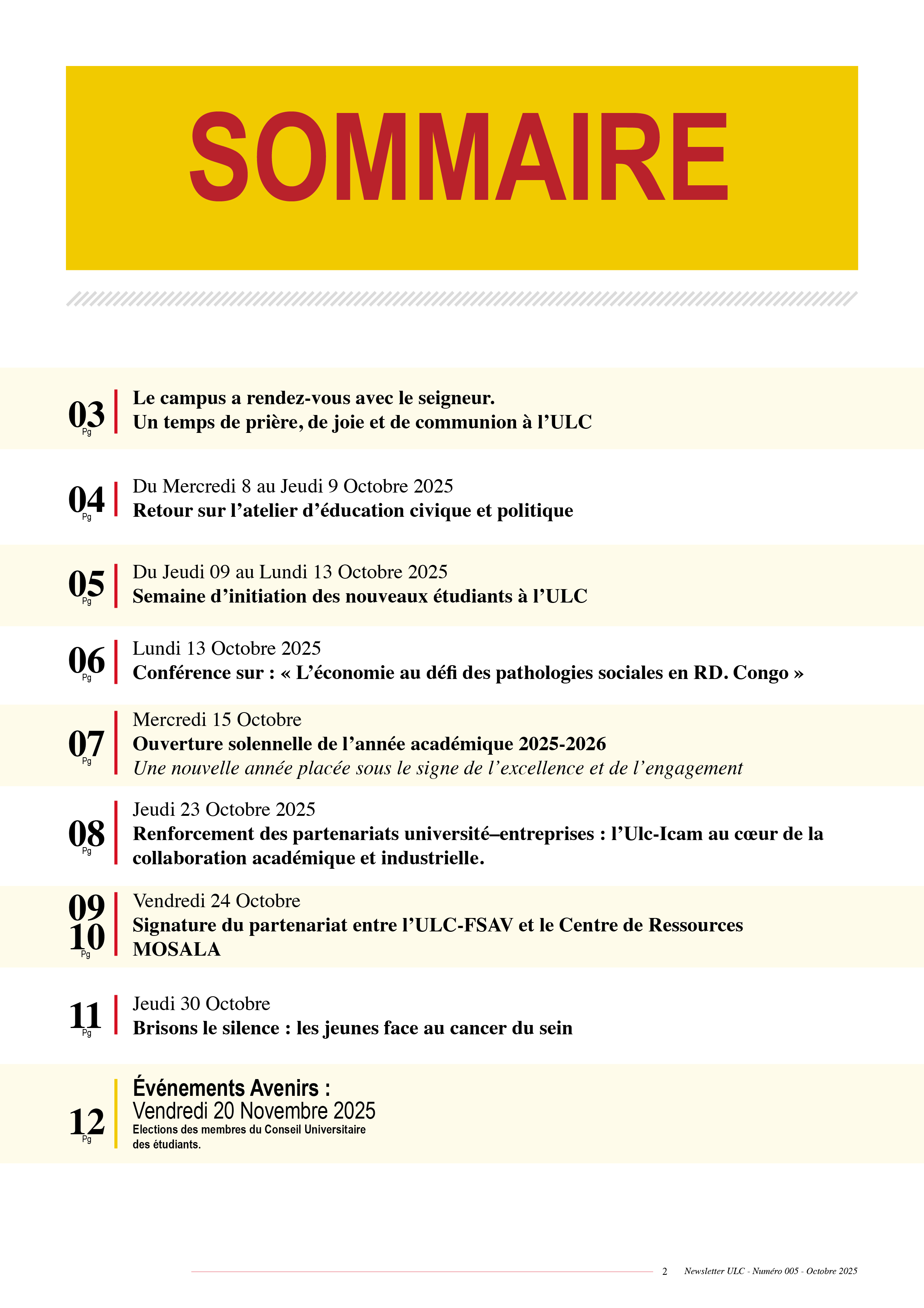 NEWSLETTER ULC – NUMÉRO 005 – OCTOBRE 2025