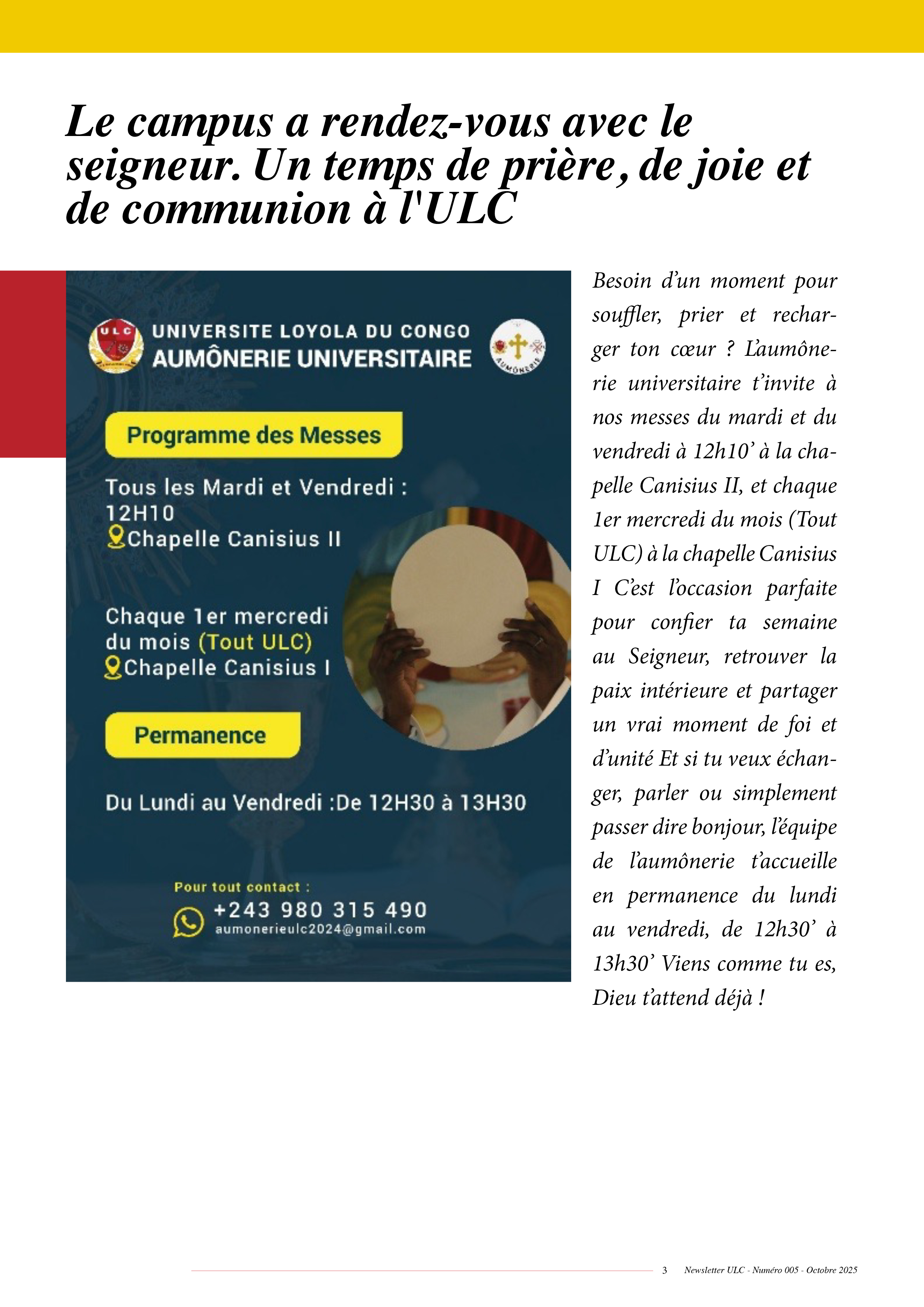 NEWSLETTER ULC – NUMÉRO 005 – OCTOBRE 2025