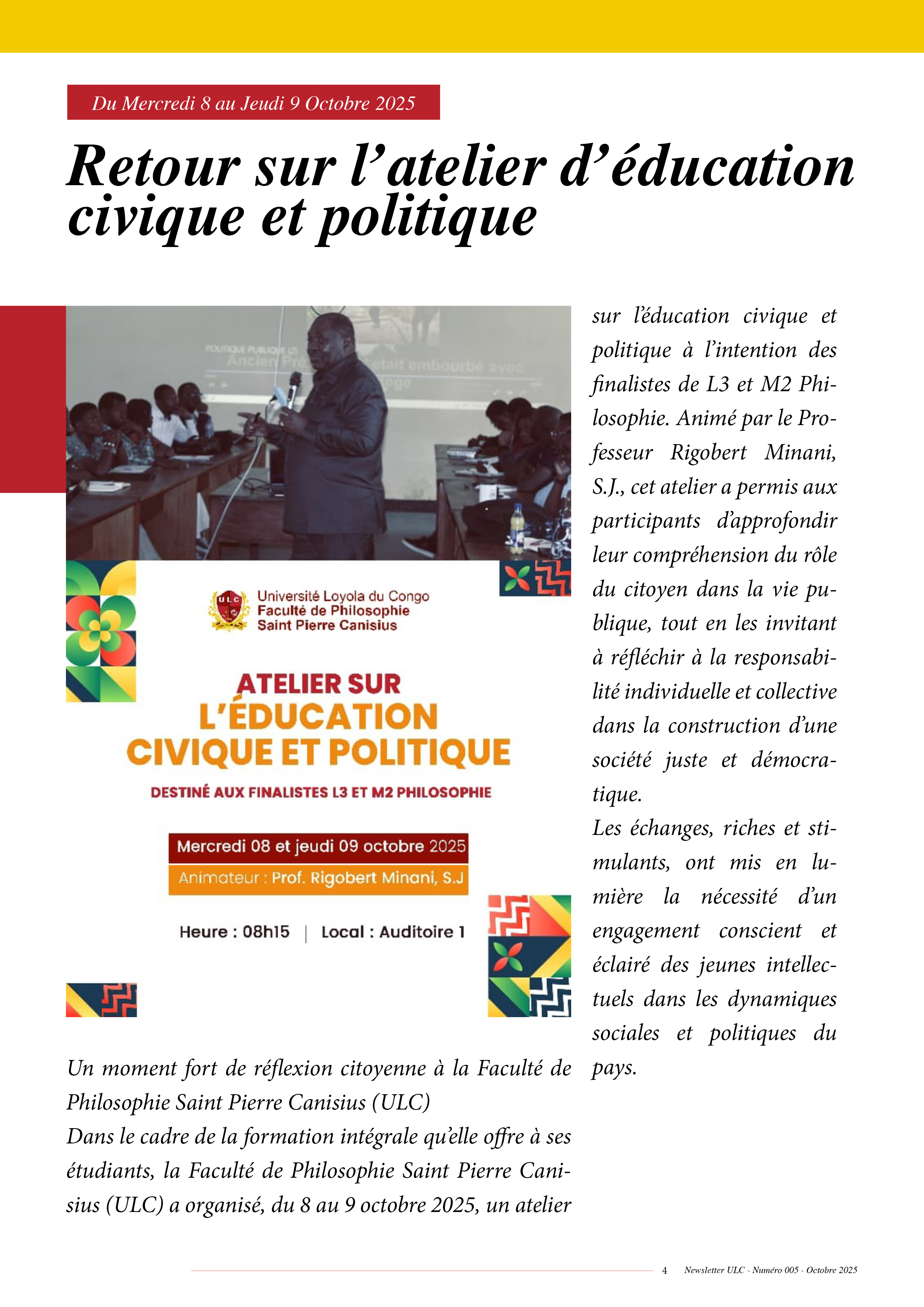 NEWSLETTER ULC – NUMÉRO 005 – OCTOBRE 2025