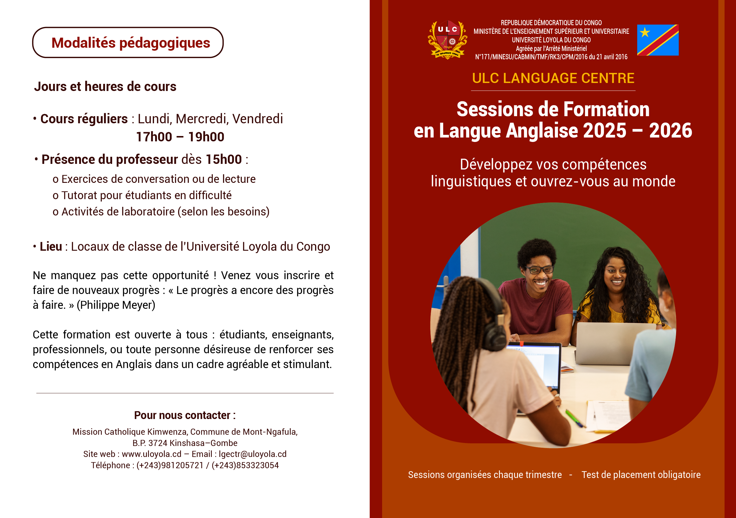 INSCRIPTIONS OUVERTES – SESSION D’ANGLAIS