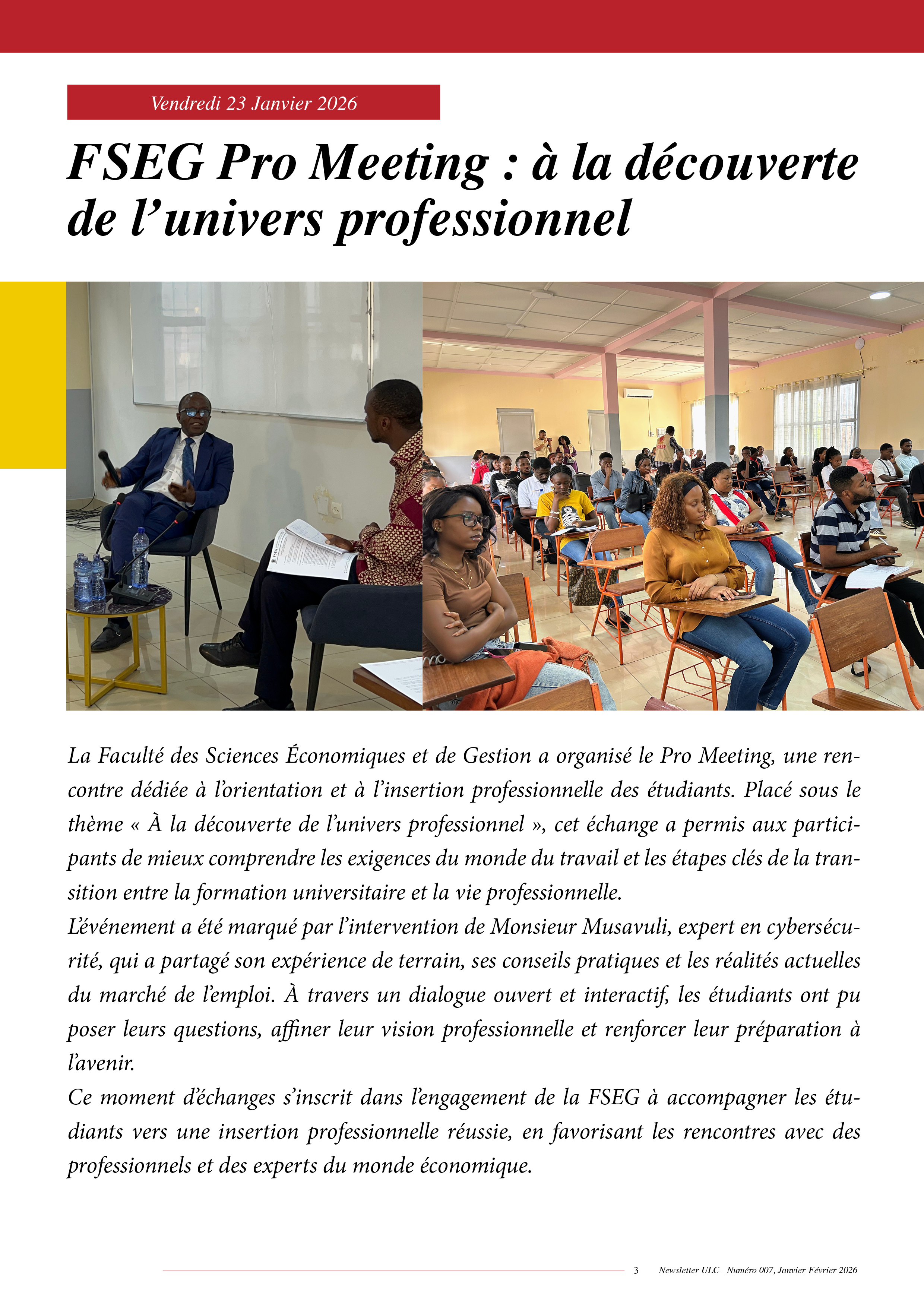 NEWSLETTER N°007 DE L’UNIVERSITÉ LOYOLA DU CONGO