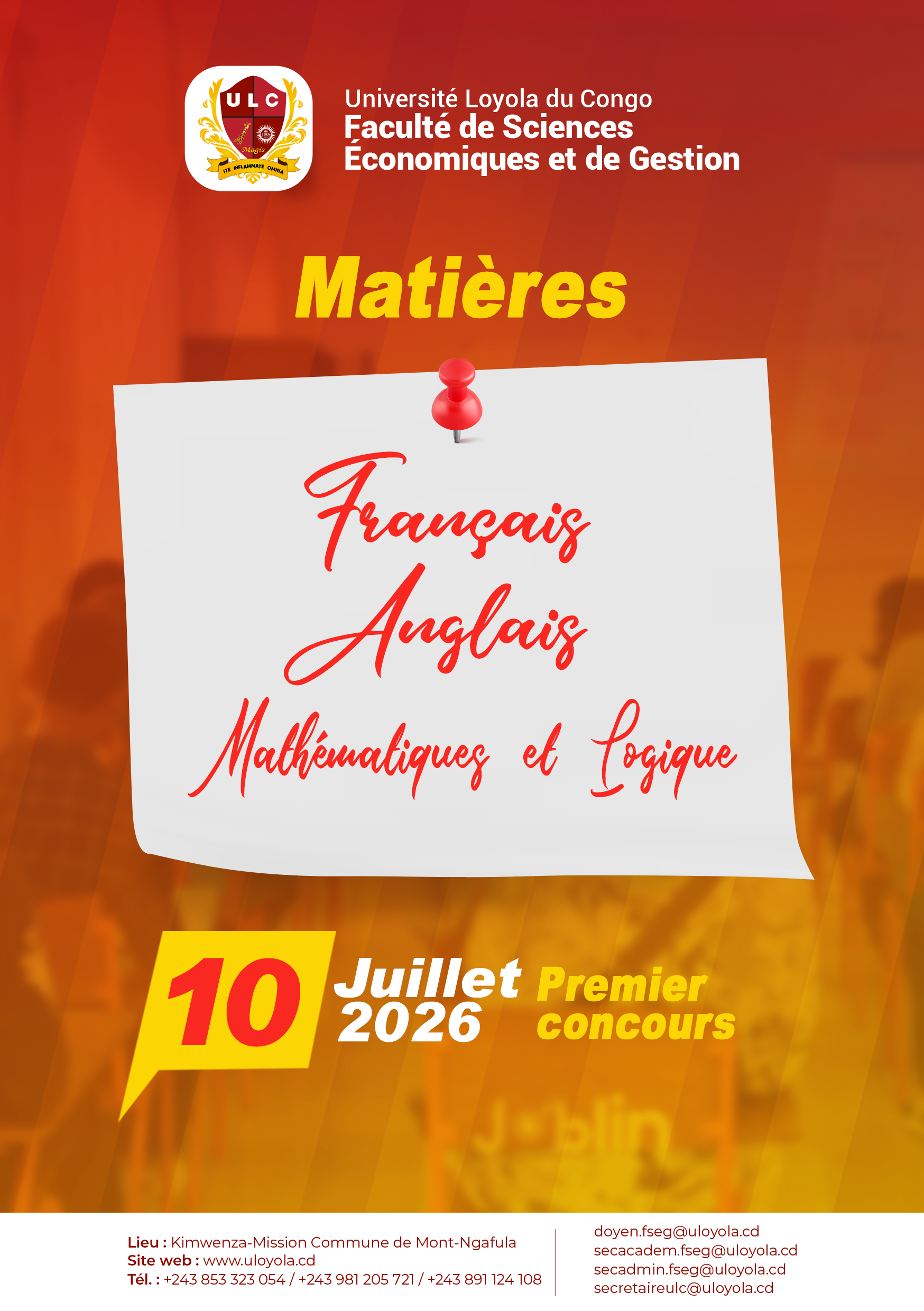 CAMPAGNE DE RECRUTEMENT 2026–2027 – OUVERTURE OFFICIELLE